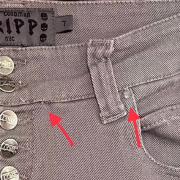 Tripp NYC Gray Skinny Lowrise Jeans Silver Skull Rivets T Pockets Women’s Size 7 - Picture 8 of 12